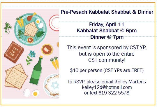 Pre-Pesach Kabbalat Shabbat & Dinner